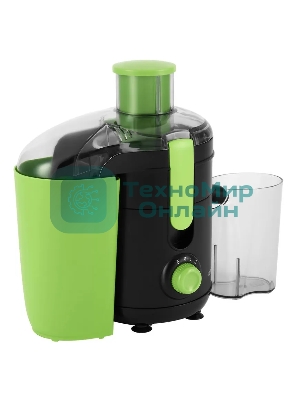 Соковыжималка Hyundai HY-JE1625 чёрный/зелёный, центробежная, 500 Вт, 400 мл, механическое