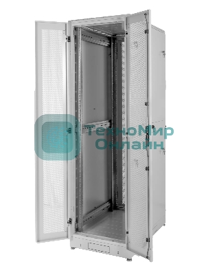 Шкаф серверный напольный ЦМО 48U (600 1200) дверь перфорированная, задние двойные перфорированные, цвет черный