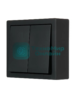 Выключатель 2-клав. LETO черный бархат LEZARD 752-4200-101