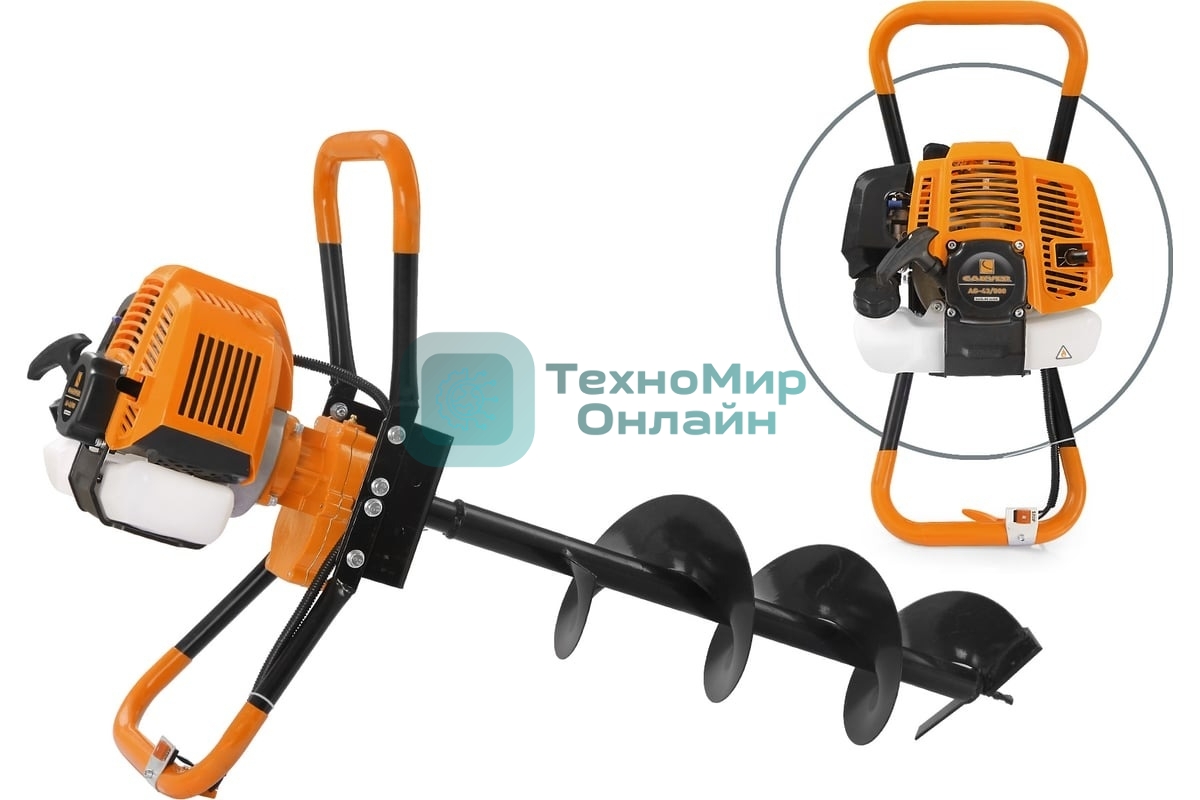 Мотобур Carver AG-43/000 бытовой 2-х такт. 1250Вт 1.7л.с. 43см3 6500об/мин
