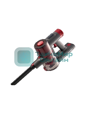 Пылесос вертикальный Bufett MVC 387A черный/красный, питание от аккумулятора, 250 Вт, уборка сухая, пылесборник 0.6 л