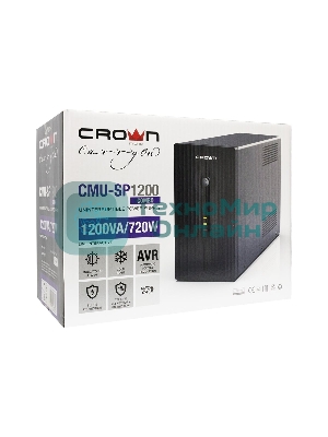 Источник бесперебойного питания CROWN CMU-SP1200 COMBO / 1200ВА / 720Вт / 2xIEC + 2xEURO