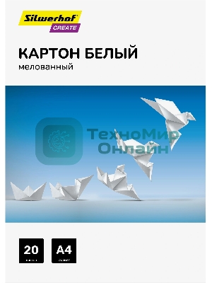 Картон белый Silwerhof мелованный 20л. A4 Create 240г/м2 обл.мел.картон ПЭТ 200x280мм