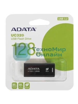 Флешка USB ADATA UC320 (UC320-128G-RBK/BK), 128Gb, USB 3.2, R/W 100/30, черный