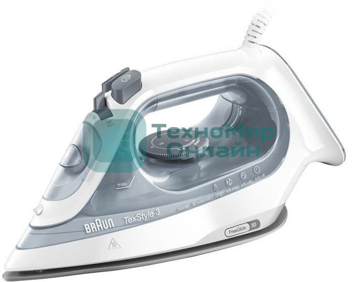 Утюг Braun SI 3054 GY серый/белый, 2400 Вт, 45 г/мин, 180 г/мин, 270 мл