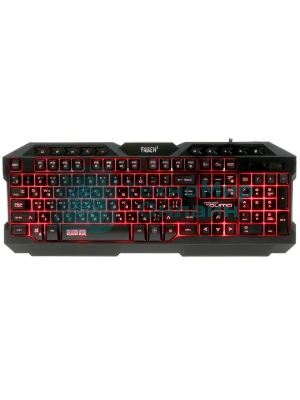 Клавиатура проводная игровая Qumo Fallen 2 K56, проводная, 104 + 10 клавиш мультимедиа, встроенные подсветки общая + кнопок 3 цвета