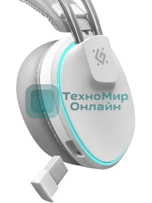 Гарнитура Defender Tsunami белый, беспроводная + проводная, Bluetooth / USB, до 40 ч, подсветка