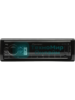 Автомагнитола Pioneer MVH-S520BT, 1 DIN, Bluetooth, USB Type-A, AUX, пульт ДУ, съёмная панель
