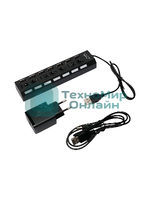 USB-концентратор Gembird UHB-U2P7-02, USB 2.0, USB 7 портов, USB/Адаптер: 5 В / 2 A