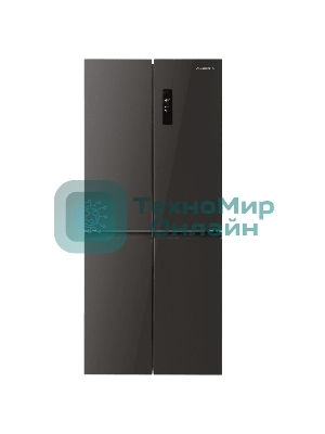 Холодильник Maunfeld MFF183NFSBE черная нержавеющая сталь трехкамерный 270/135л морозилка снизу, NoFrost, Side by Side