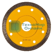 Диск алмазный отрезной Denzel 115 х 22,2мм, сплошной, супертонкий, горячий пресс, сухой/мокрый рез