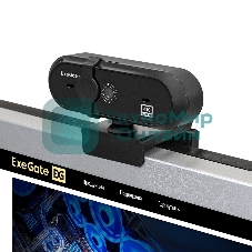Веб-камера ExeGate Stream HD-4000 3840x2160, 30 кадр/с, USB Type-A, микрофон (2 шт, шумоподавление), автоматическая фокусировка, шторка приватности, универсальное крепление