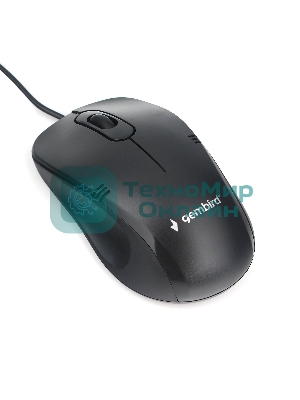 Мышь проводная Gembird MOP-100 черный, 1000 dpi, USB, кнопки - 3