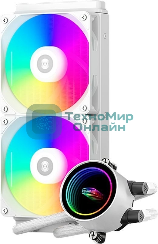 Система жидкостного охлаждения PcCooler DA240 WH ARGB Soc-AM5/AM4/1200/1700/1851 белый 4-pin Al+Cu 270W Ret (DA240-WHAWXX-GL)