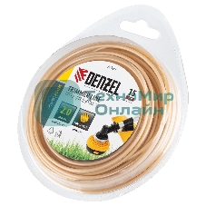 Леска для триммера Denzel армированная алюминием круглая, 2,0мм х 15м, блистер ALUFLEX