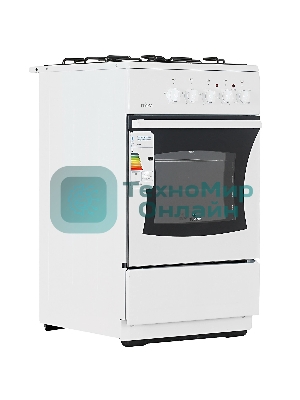 Плита комбинированная Flama RK 23-105 W белый, конфорок 4 шт, духовка 50 л, 50 см x 85 см x 60 см