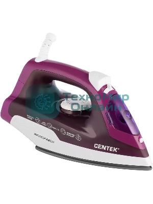 Утюг Centek CT-2348 фиолетовый, 1600 Вт, 20 г/мин, 80 г/мин, 200 мл