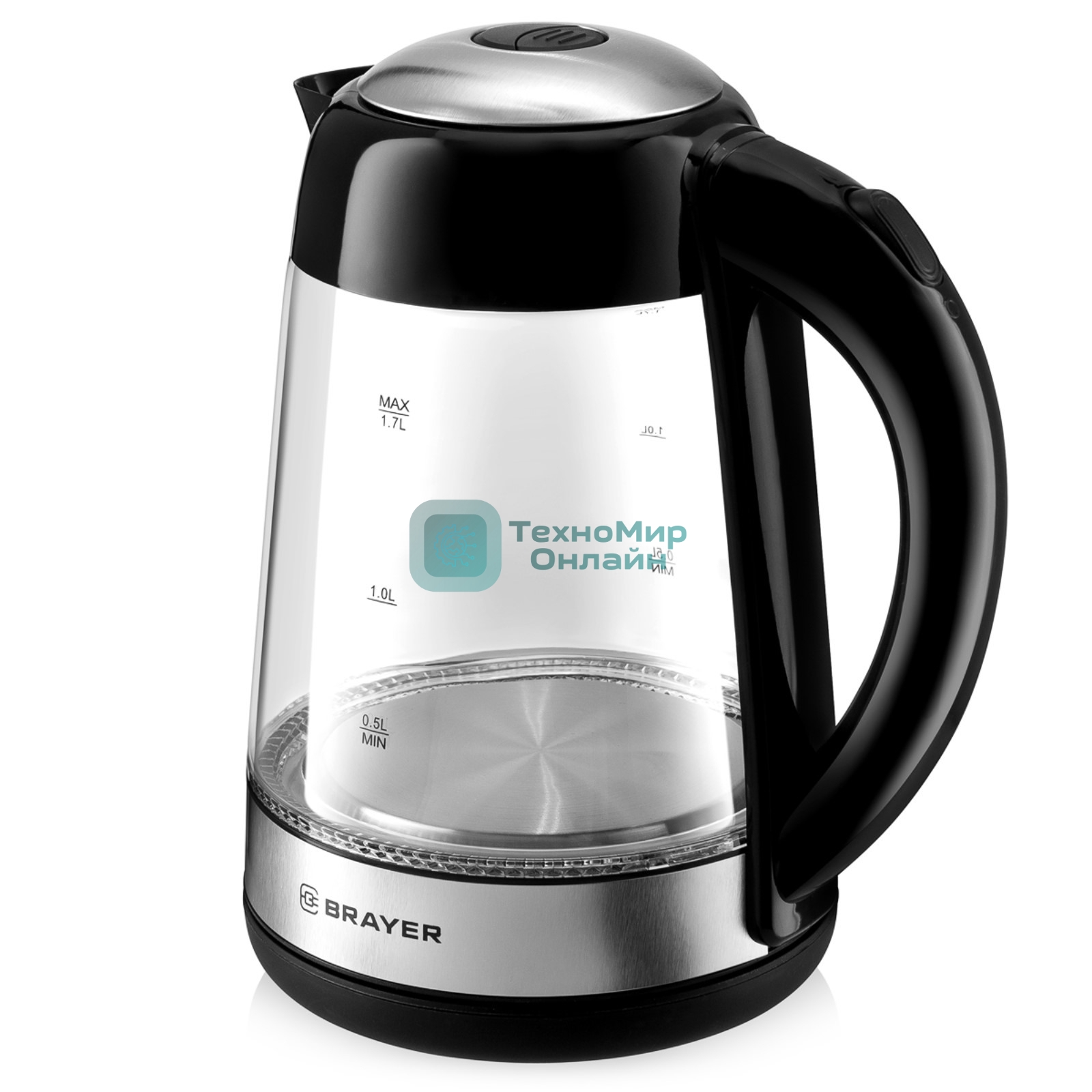 Чайник электрический BRAYER BR1012BK, 2200 Вт, 1.7 л