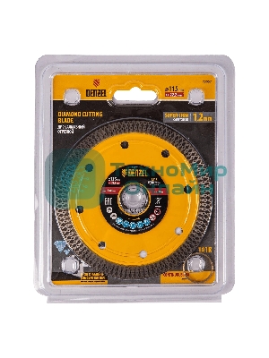 Диск алмазный отрезной Denzel 115 х 22,2мм, сплошной, супертонкий, горячий пресс, сухой/мокрый рез