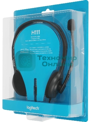 Гарнитура Logitech H111 чёрный, проводная, 3.5 мм