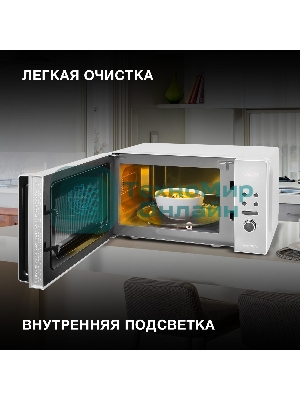 Микроволновая печь Hyundai HYM-D3002 серебристый, 20 л, 700 Вт, переключатели - кнопки, поворотный механизм