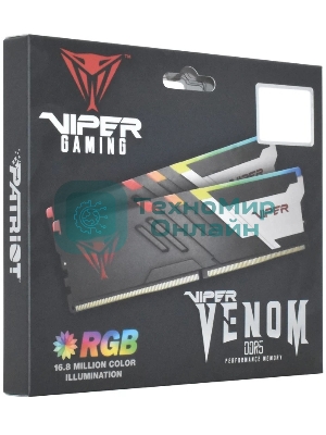 Оперативная память Patriot Viper Venom, DDR5, 48Gb (2x24 Gb), 6000 MHz, CL30, DIMM, радиатор, RGb, черный