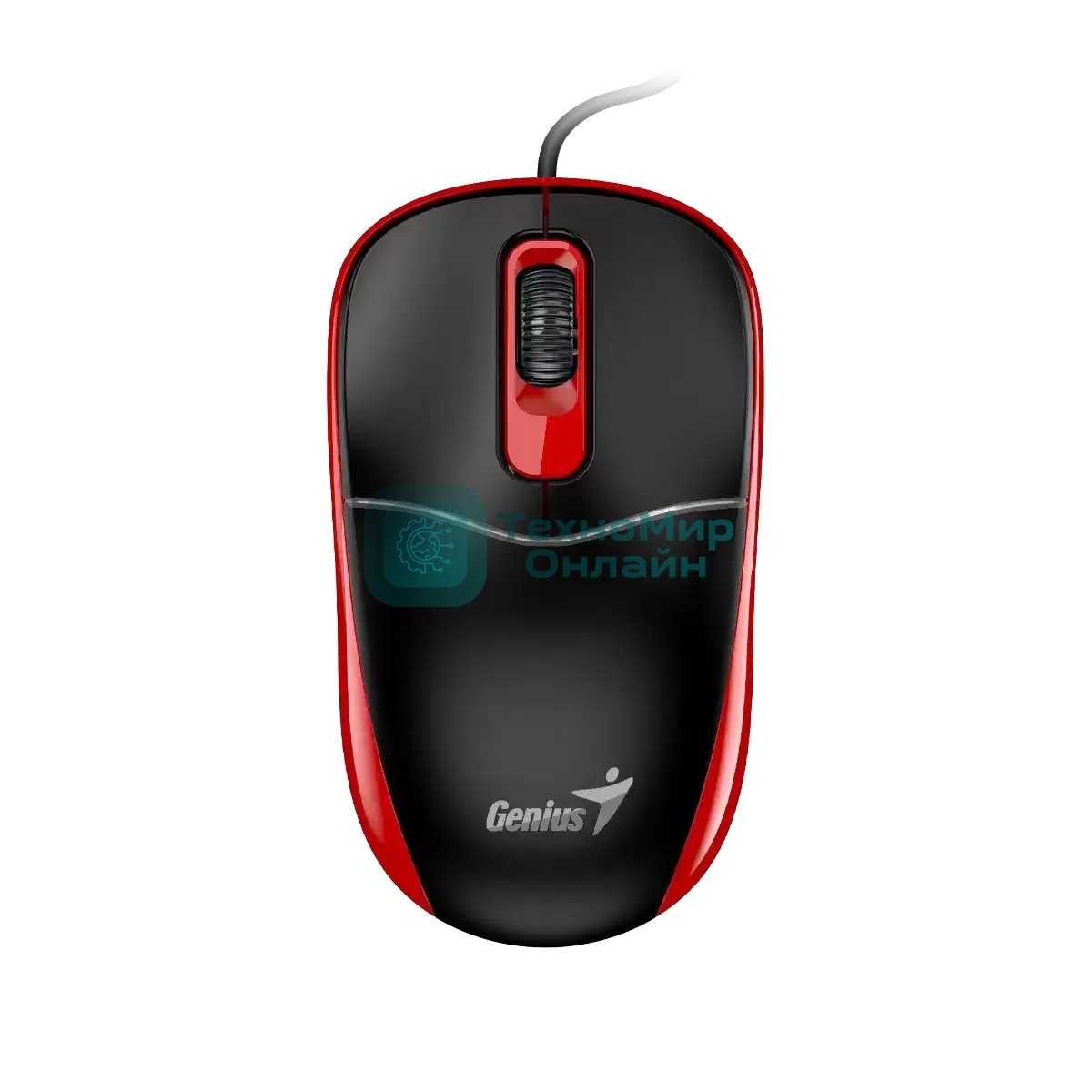 Мышь проводная Genius DX-111 черно-красный, 1200 dpi, USB, кнопки - 3