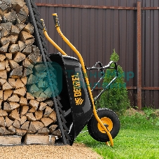 Тачка строительная Denzel усиленная, объем 130 л, 230 кг, колесо 15х6.00-6