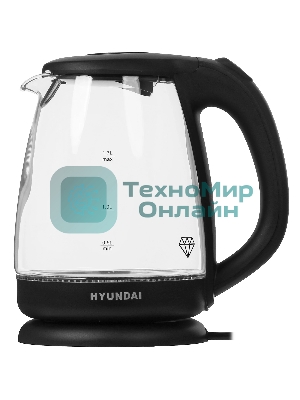 Чайник электрический Hyundai HYK-G1001 1.7л. 2200Вт черный (корпус: стекло)