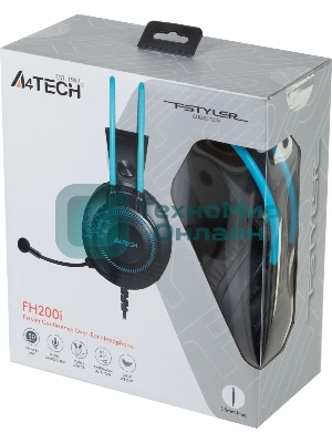 Гарнитура A4Tech Fstyler FH200i серый-синий, проводная, 3.5 мм