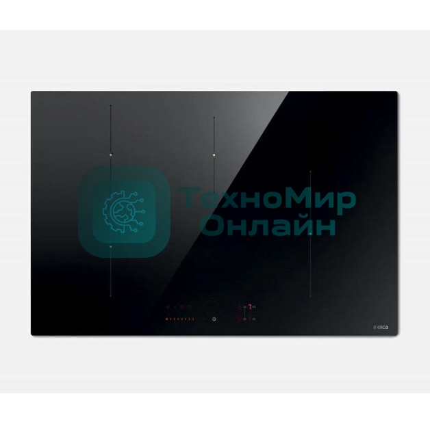 Индукционная варочная панель Elica, 80 см, сенсорное управление, 9 уровней мощности, одна Bridge zone, Booster, индикатор остаточного тепла, распознование посуды, пауза, подогрев, таймер, черный