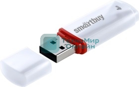 Флешка USB Smartbuy Crown white (SB4GbCRW-W), 4Gb, USB 2.0, R/W 15/5, белый/красный