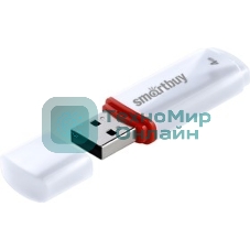 Флешка USB Smartbuy Crown white (SB4GbCRW-W), 4Gb, USB 2.0, R/W 15/5, белый/красный