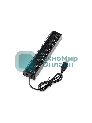 USB-концентратор Gembird UHB-U2P7-02, USB 2.0, USB 7 портов, USB/Адаптер: 5 В / 2 A