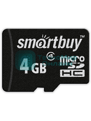 Флеш карта Micro SDHC 4Gb Smartbuy Сlass 4, адаптер в комплекте