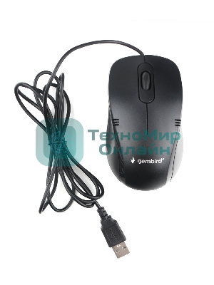 Мышь проводная Gembird MOP-100 черный, 1000 dpi, USB, кнопки - 3