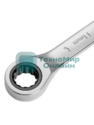 Ключ комбинированный Denzel, с трещеткой, 11 мм