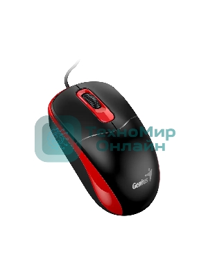 Мышь проводная Genius DX-111 черно-красный, 1200 dpi, USB, кнопки - 3
