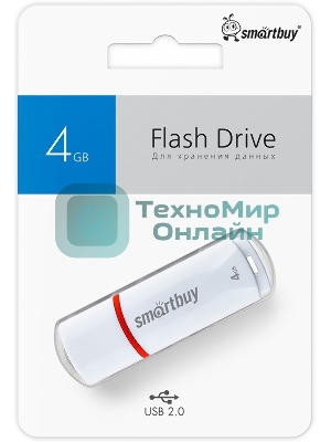 Флешка USB Smartbuy Crown white (SB4GbCRW-W), 4Gb, USB 2.0, R/W 15/5, белый/красный