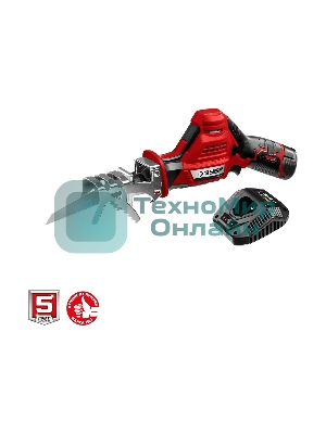 Пила сабельная. Зубр 12В, 1 АКБ (2А·ч), в коробке, СПЛ-125-21