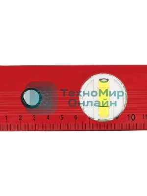 Уровень Matrix алюминиевый, 400 мм, 3 глазка, красный, линейка