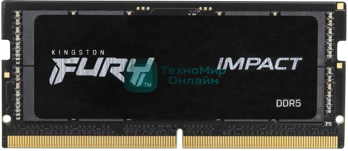 Оперативная память Kingston Fury Impact, DDR5, 16Gb (1x16Gb), 6400MHz, CL38, ECC, SO-DIMM, с радиатором, черный