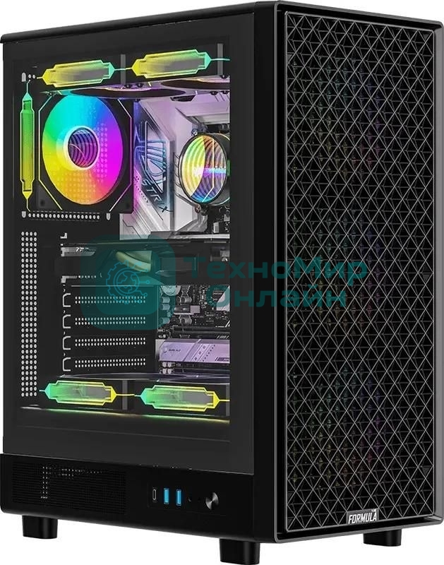 Компьютерный корпус Aerocool/Formula MANA DYNAMIC черный без БП ATX 6x120мм 2xUSB 3.0 1xUSB3.1 audio bott PSU