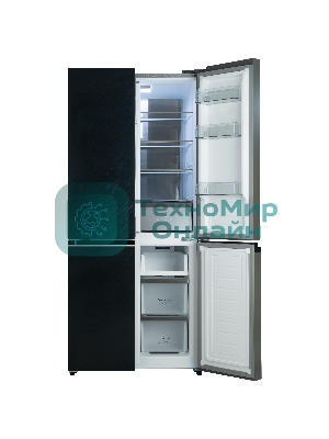 Холодильник Бирюса CD 496 TBG текстурированное черное стекло трехкамерный 334/162л морозилка снизу, NoFrost, Side by Side