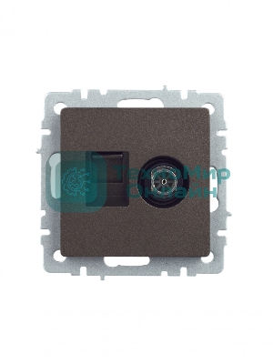 Розетка телевизионная двойная TV+RJ45 IEK BRITE РТВ/РК12-БрТБ кат.5E темная бронза