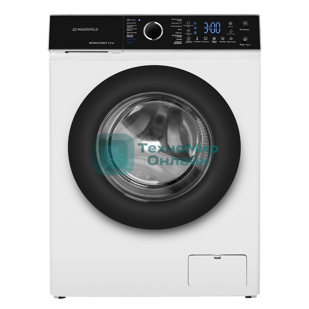 Стиральная машина c инвертором и паром Maunfeld MFWM127IWHT белый, загрузка фронтальная 7 кг, 1200 об/мин, класс: A+++