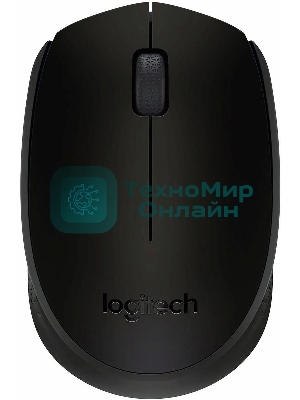 Мышь беспроводная Logitech B170 черный, 1000 dpi, радиоканал, USB, кнопки - 3