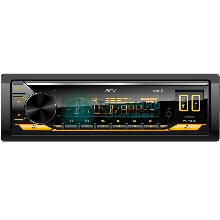 Автомагнитола ACV AVS-948BM, 1 DIN, Bluetooth, USB Type-A, AUX