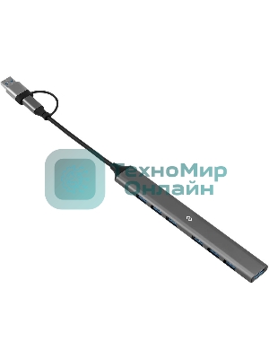 USB-концентратор Digma DHUB-7USB-AC-3.0, USB-C + USB-A, USB 3.0 7 портов, USB