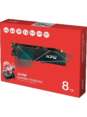 Накопитель SSD ADATA XPG GAMMIX BLADE S70, 8Tb, PCIe 4.0 x4, M.2 2280, NVMe, R/W 7300/6300